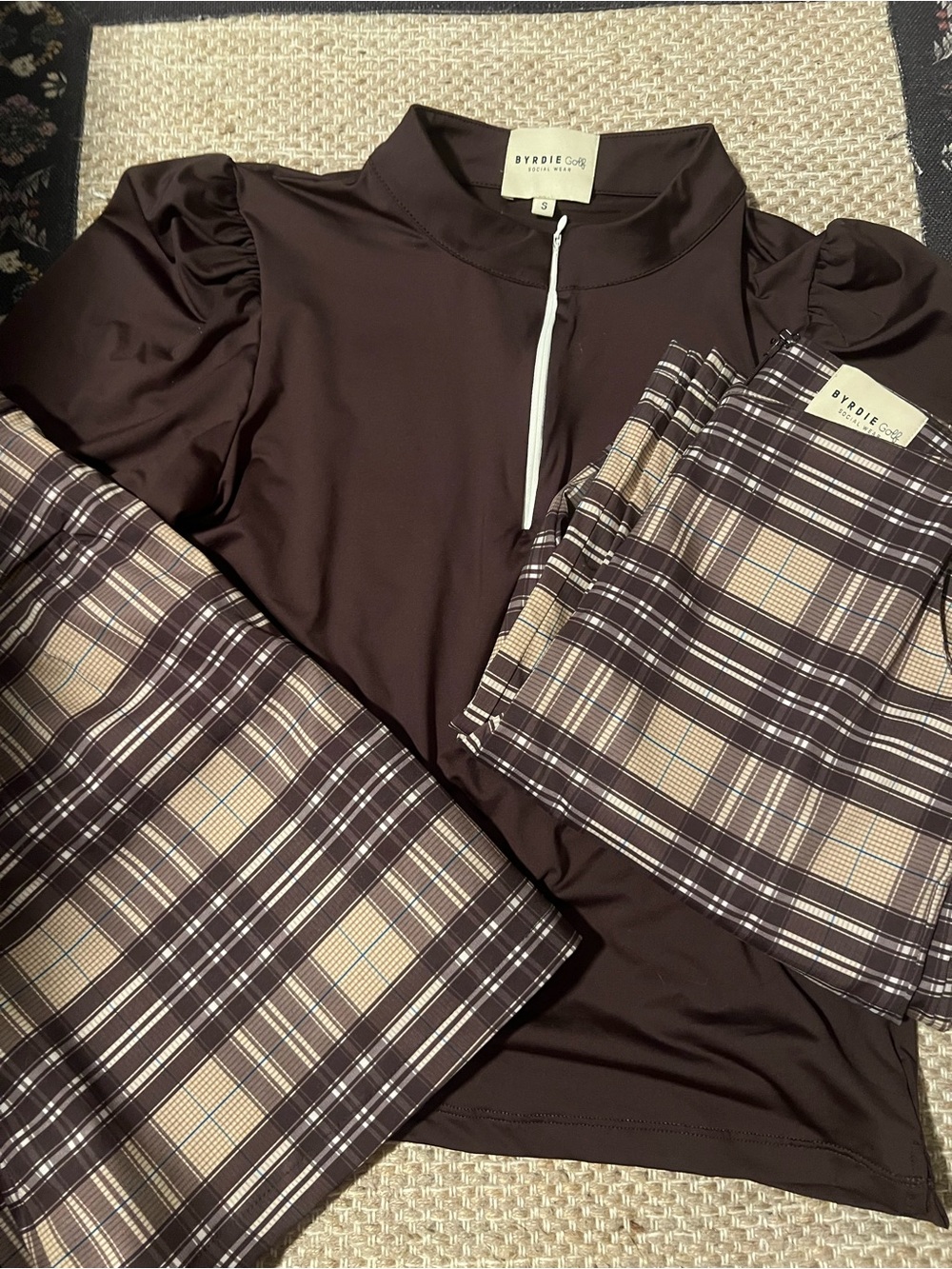 BYRDIE GOLF Women's Brown Plaid 3pc set